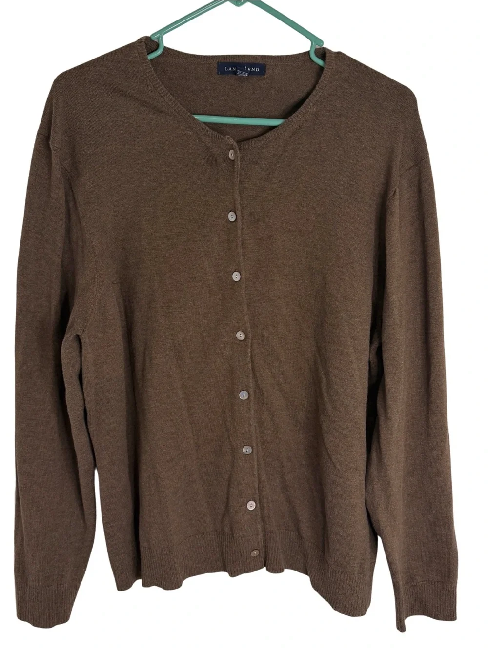 Lands' End Chestnut Brown Long Sleeve Button Down Cardigan Size XL